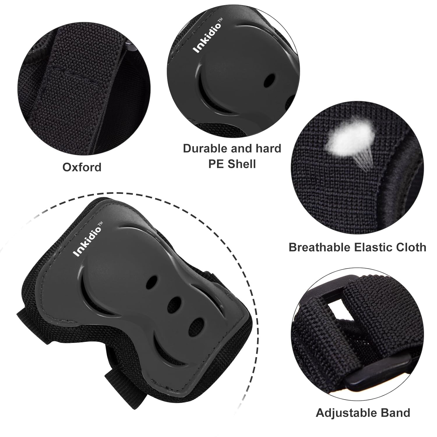 Knee Pads for Kids Girls and Boys Protective Gear Set with Knee Pads Elbow Pads and Wrist Guards Ideal for Skating Skateboard Scooter Cycling Bike Riding (X-Small, Black)