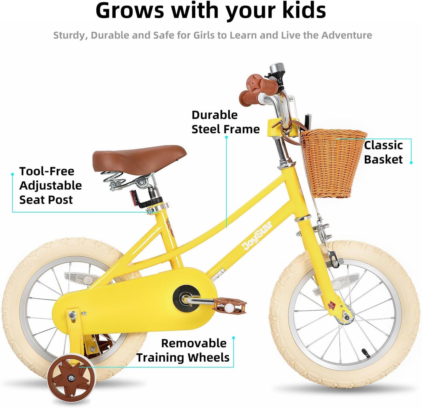 12-20 Inch Kids Bike for 2-12 Years (33"-59") Boys & Girls, Kids' Bicycle with Training Wheels & Basket, Multiple Colors