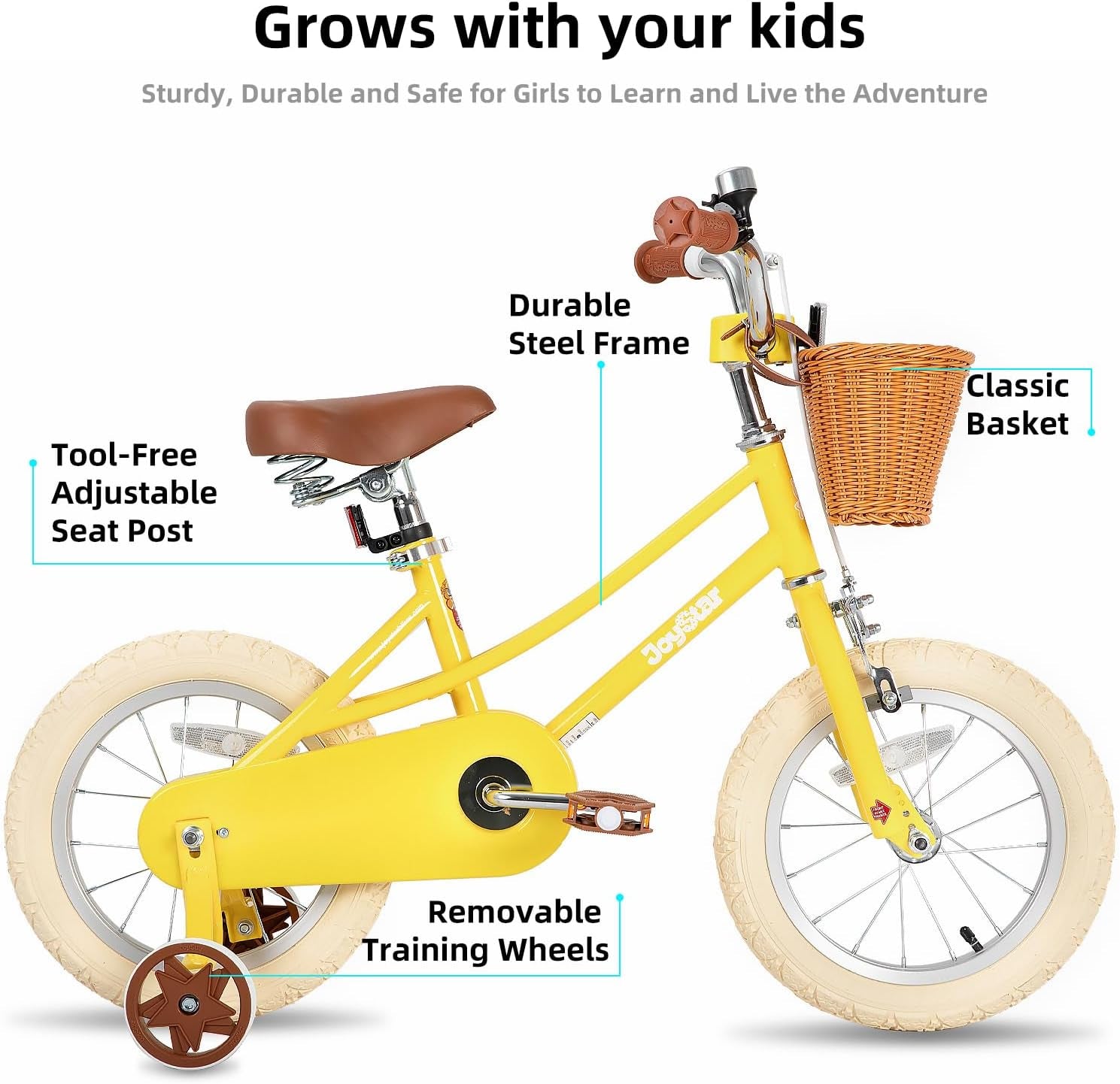 12-20 Inch Kids Bike for 2-12 Years (33"-59") Boys & Girls, Kids' Bicycle with Training Wheels & Basket, Multiple Colors