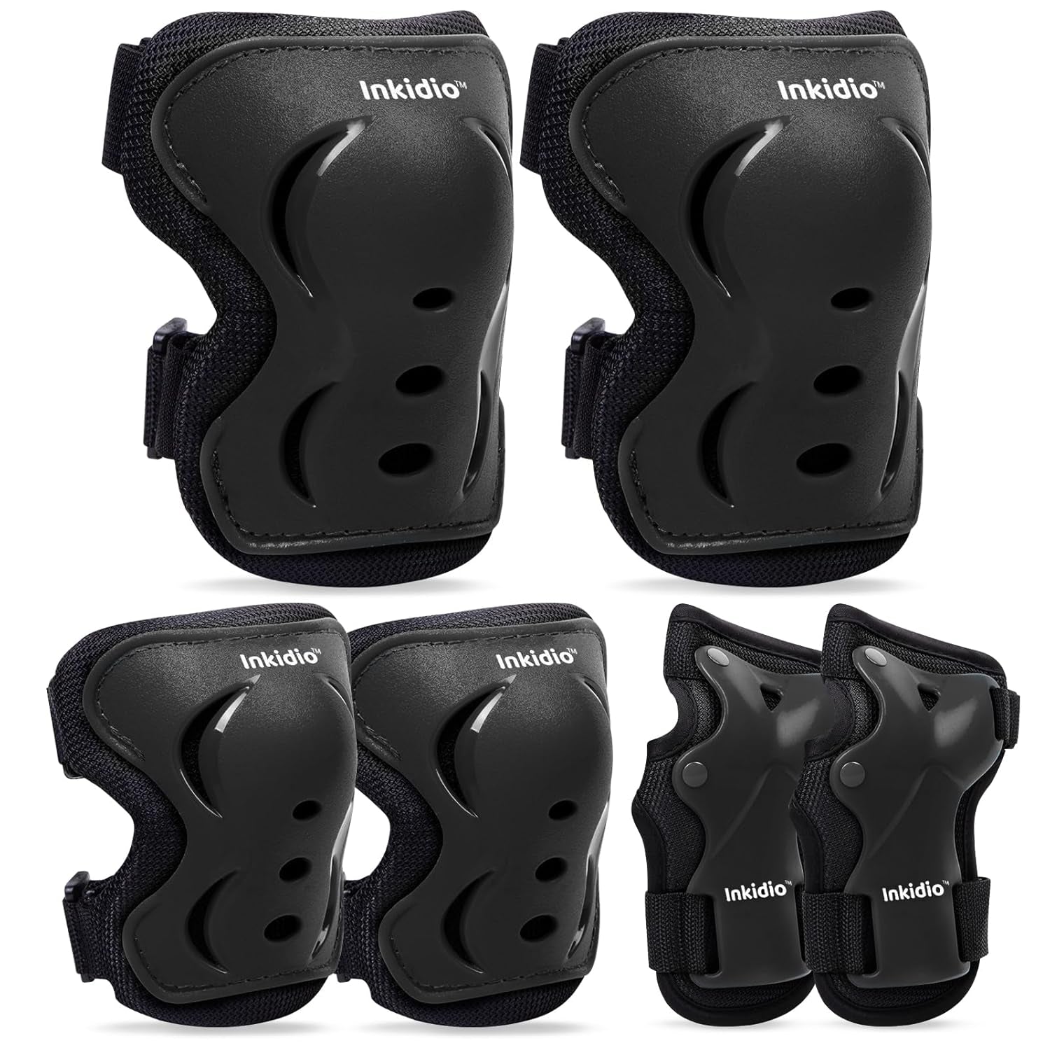 Knee Pads for Kids Girls and Boys Protective Gear Set with Knee Pads Elbow Pads and Wrist Guards Ideal for Skating Skateboard Scooter Cycling Bike Riding (X-Small, Black)