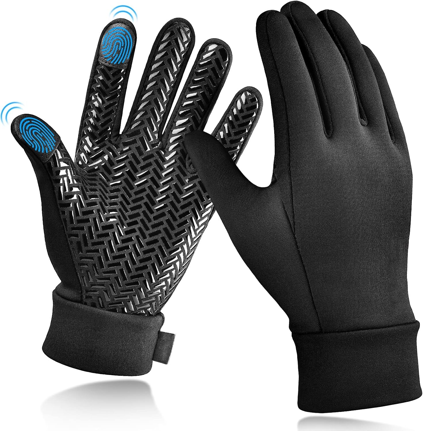 Kids Waterproof Winter Touchscreen Gloves: Lightweight Cold Weather Warm Sport Mitten for Age 6-12 Years Boys & Girls Black