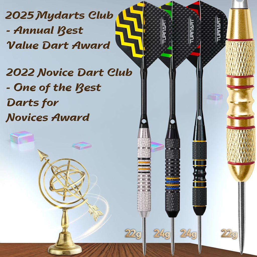 Darts Metal Tip Set - Steel Tip Darts Darts Set Professional Metal Darts 12 Pcs 22/24 Grams Pro Dart Set with Stylish Case Aluminum Shafts Extra 9 Flights