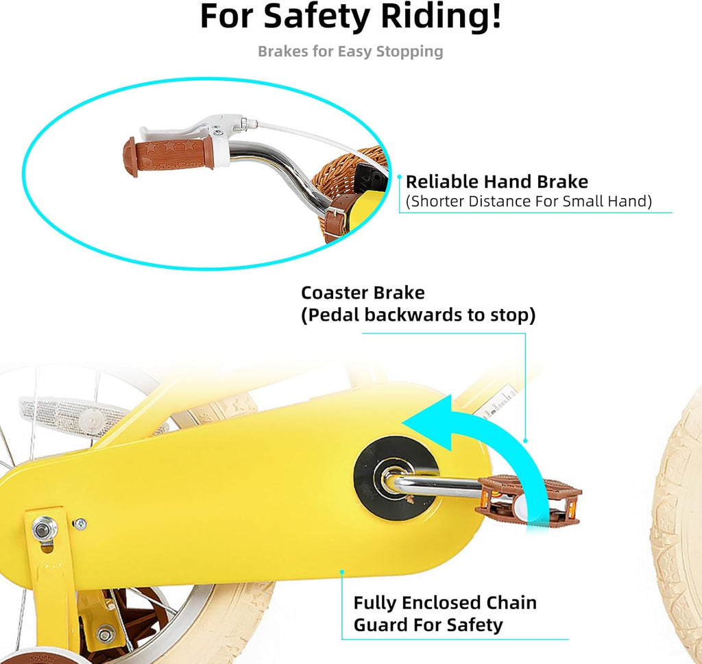 12-20 Inch Kids Bike for 2-12 Years (33"-59") Boys & Girls, Kids' Bicycle with Training Wheels & Basket, Multiple Colors