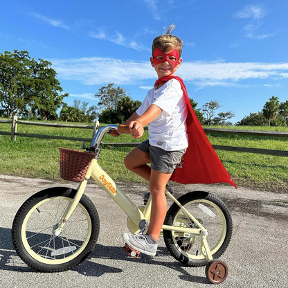 Vintage 12 & 14 & 16 Inch Kids Bike with Basket & Training Wheels for 2-7 Years Old Girls & Boys (Green, Ivory & Pink)