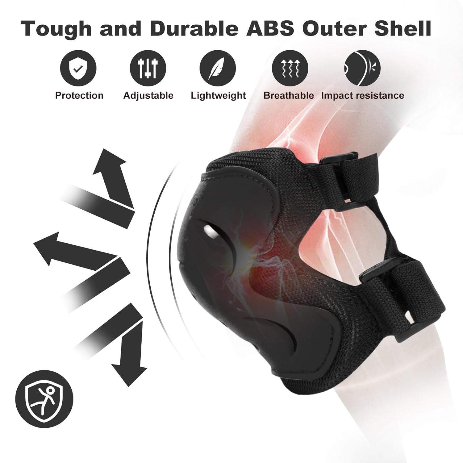 Knee Pads for Kids Girls and Boys Protective Gear Set with Knee Pads Elbow Pads and Wrist Guards Ideal for Skating Skateboard Scooter Cycling Bike Riding (X-Small, Black)